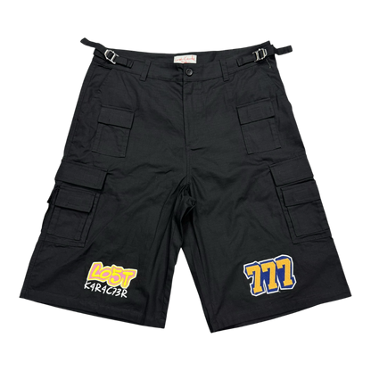 BLACK PATCH LOGO CARGO SHORTS