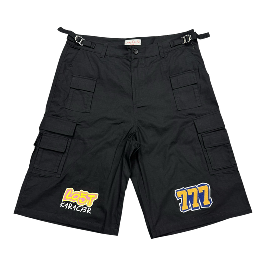 BLACK PATCH LOGO CARGO SHORTS