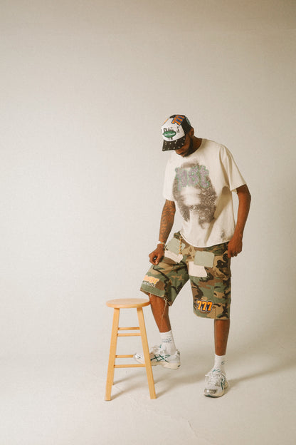 CAMO PATCH LOGO CARGO SHORTS