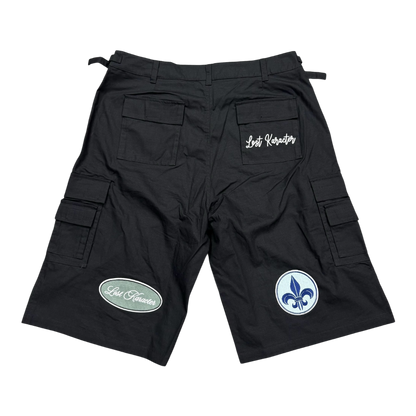 BLACK PATCH LOGO CARGO SHORTS